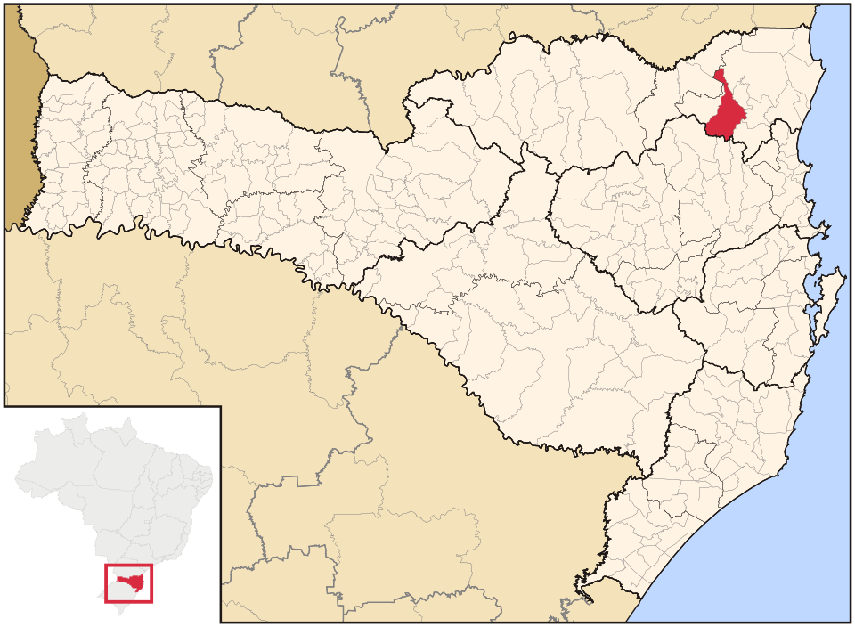 Mapa de localização de Jaraguá do Sul em SC