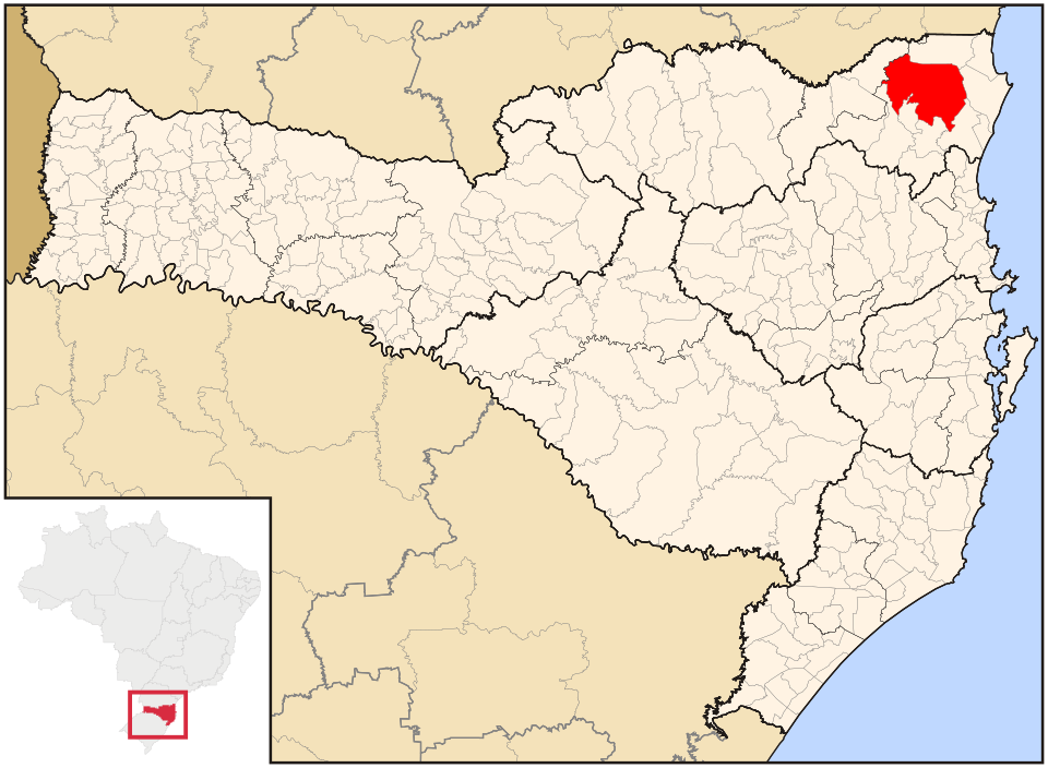 Mapa de localização de Joinville em SC