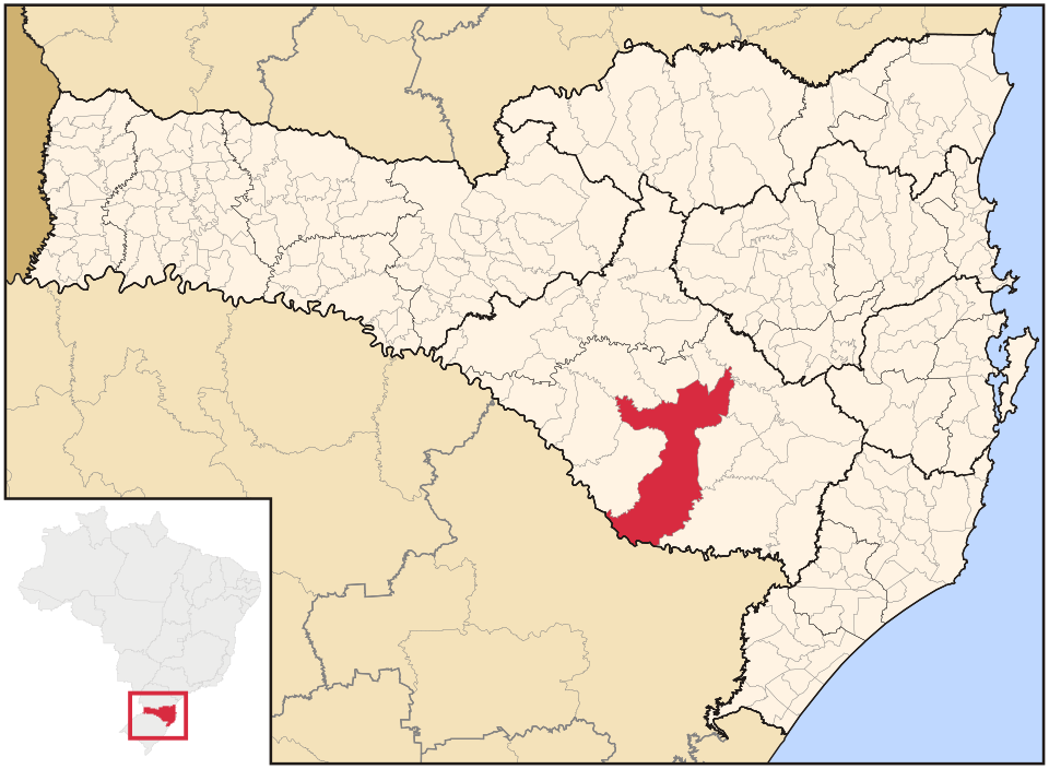 Mapa de localização de Lages em SC