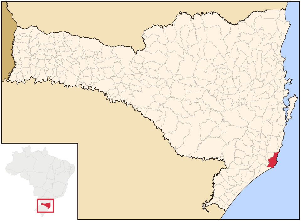 Mapa de localização de Laguna em SC