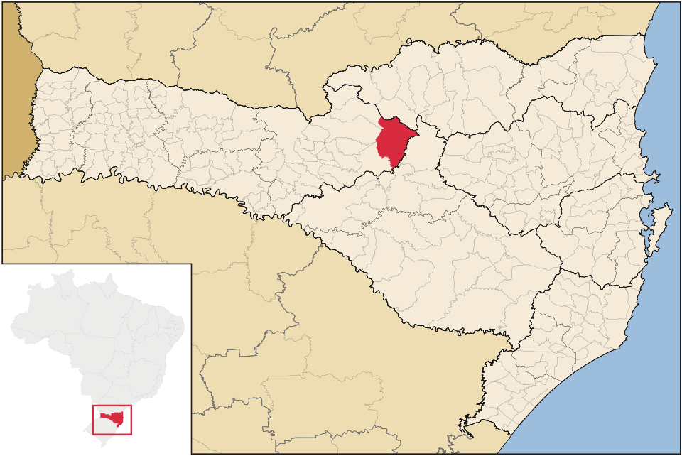 Mapa de localização de Lebon Régis em SC