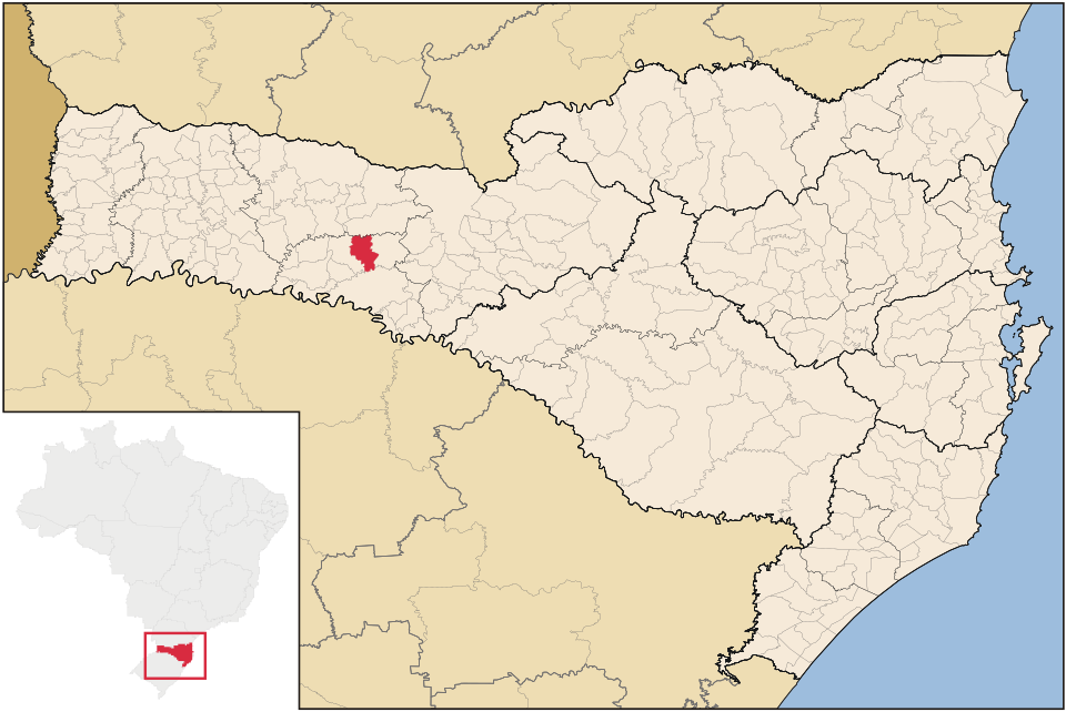 Mapa de localização de Lindóia do Sul em SC