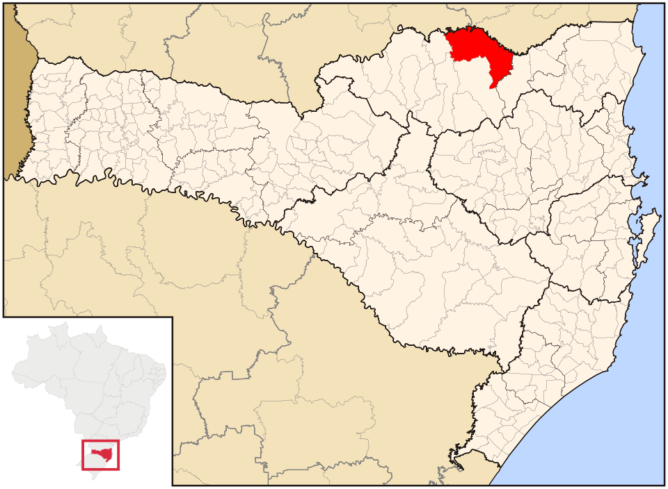 Mapa de localização de Mafra em SC