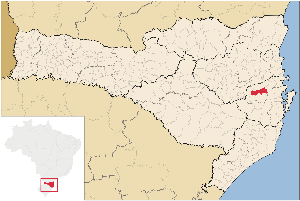 Mapa de localização de Major Gercino em SC