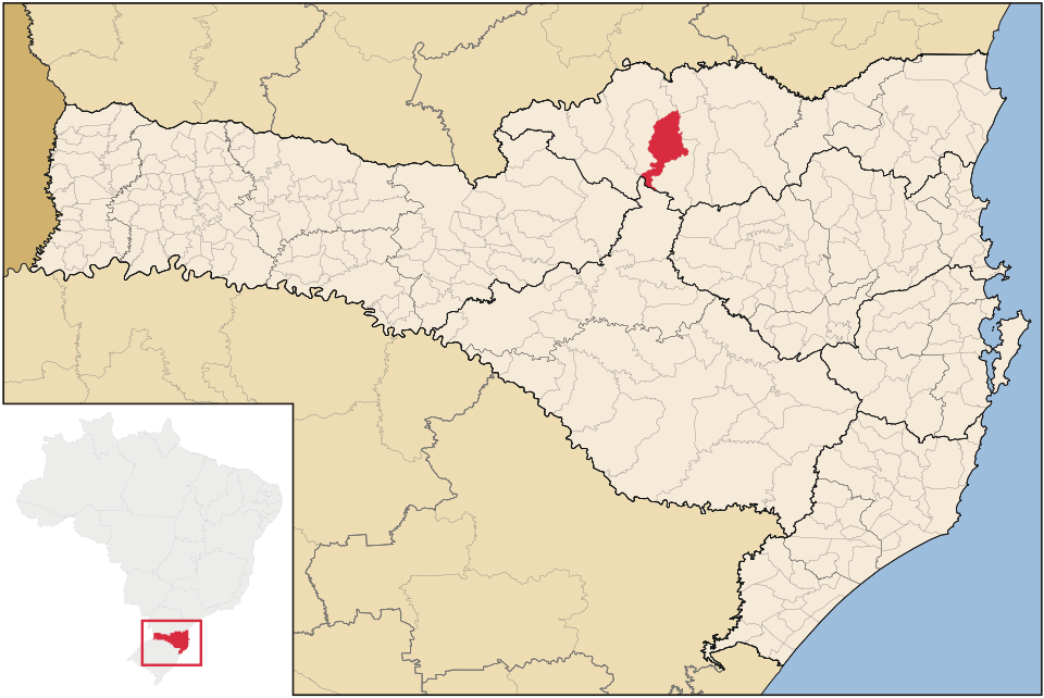 Mapa de localização de Major Vieira em SC