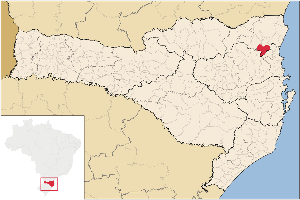 Mapa de localização de Massaranduba em SC