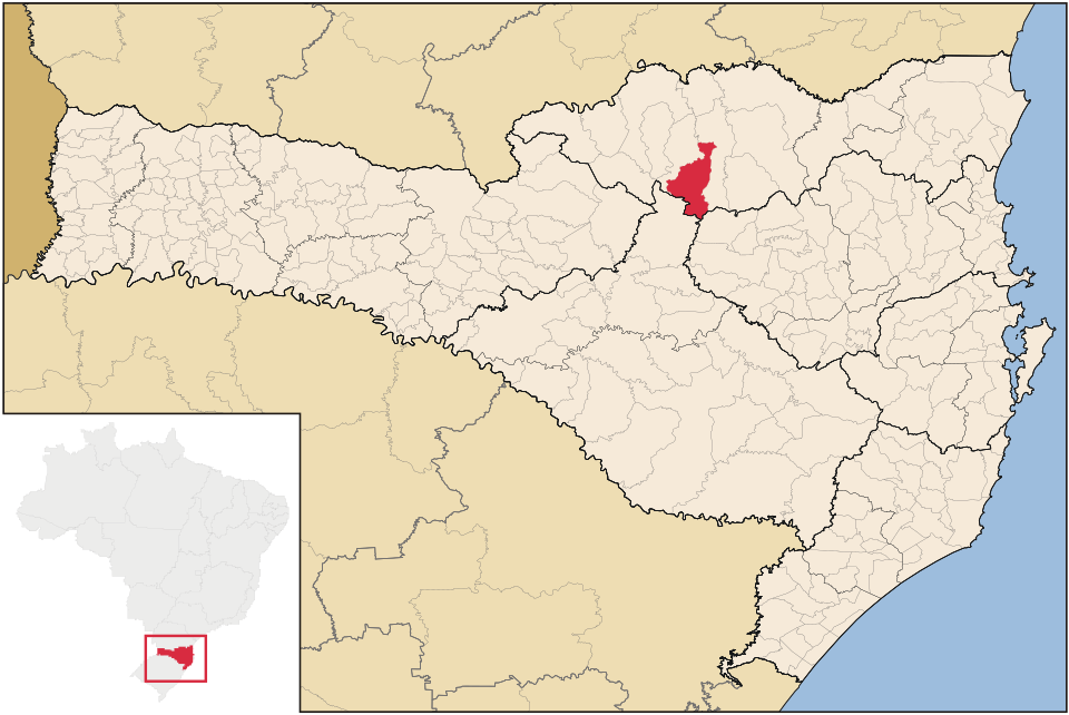 Mapa de localização de Monte Castelo em SC