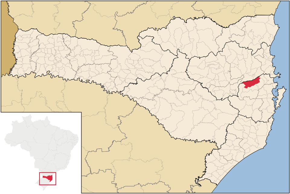 Mapa de localização de Nova Trento em SC