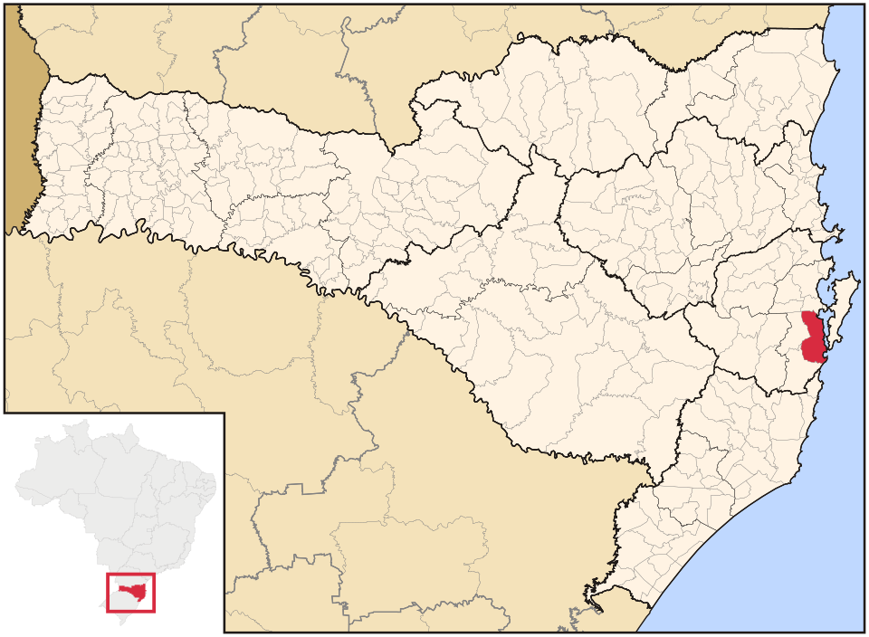 Mapa de localização de Palhoça em SC