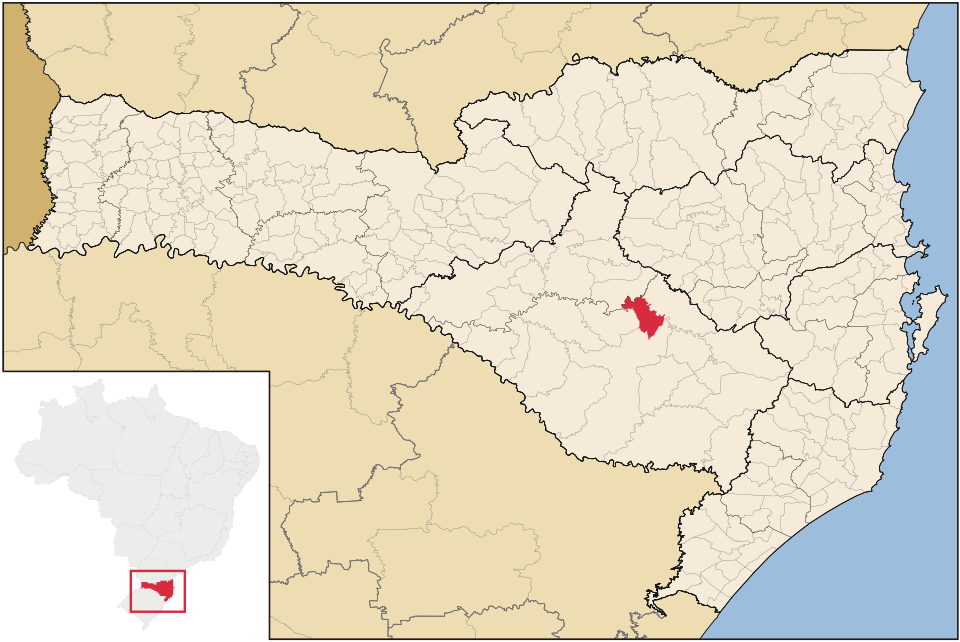 Mapa de localização de Palmeira em SC