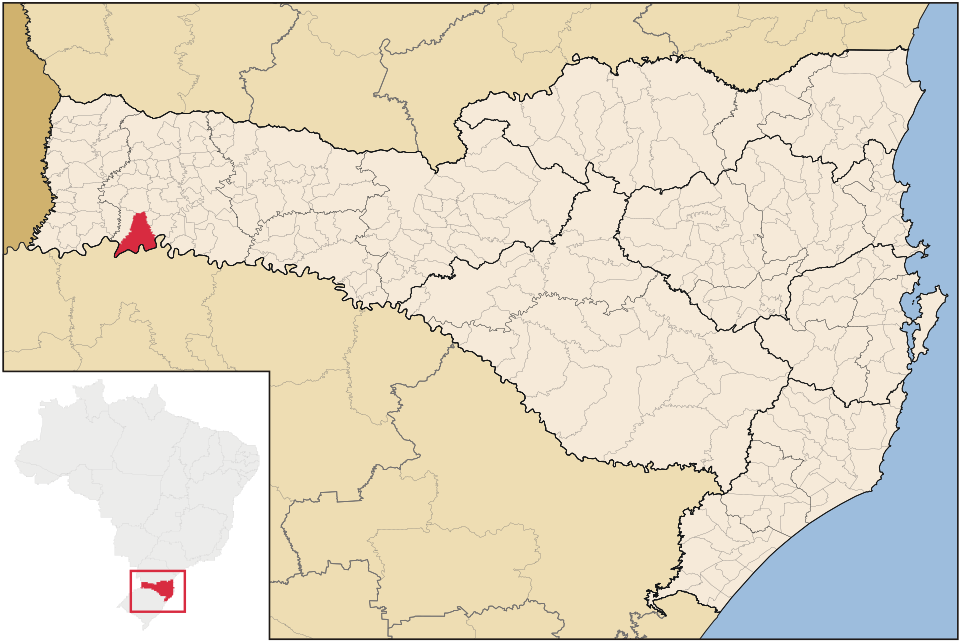 Mapa de localização de Palmitos em SC