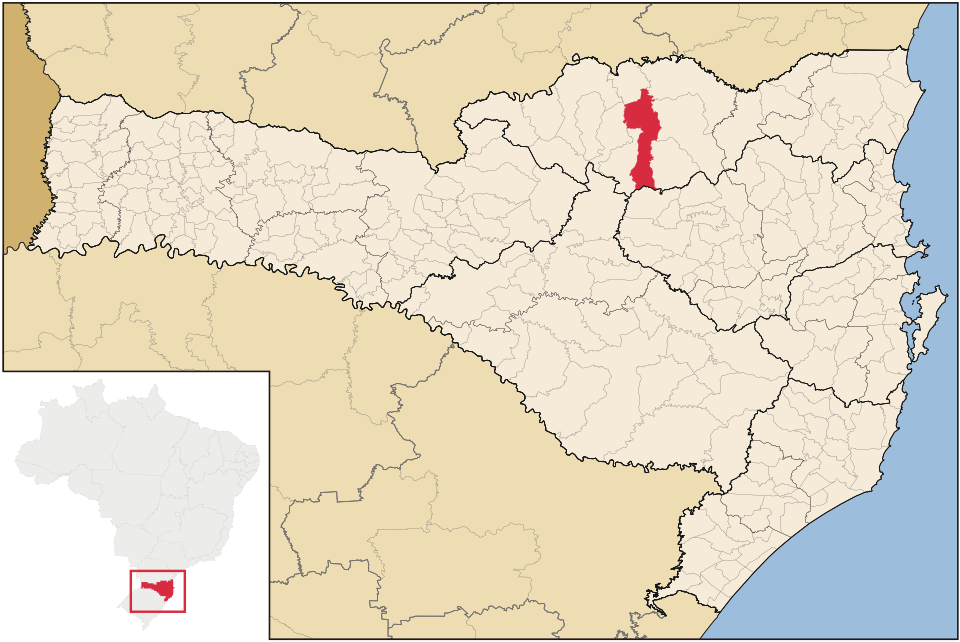 Mapa de localização de Papanduva em SC