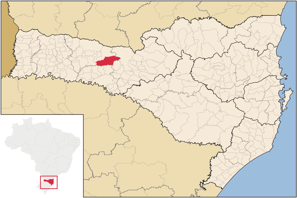 Mapa de localização de Ponte Serrada em SC