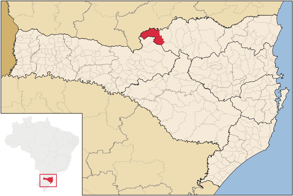 Mapa de localização de Porto União em SC
