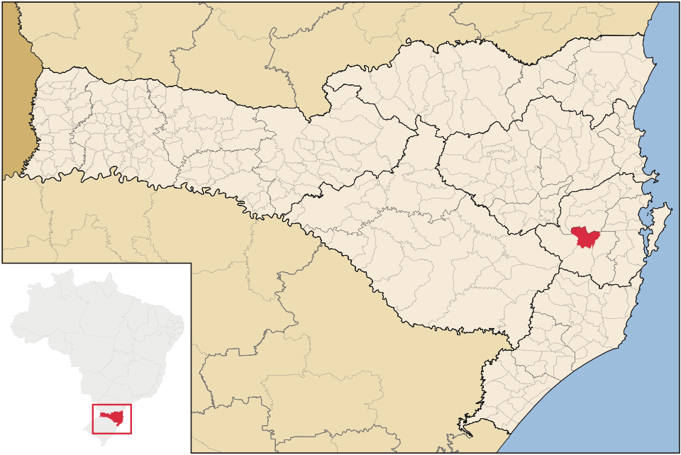 Mapa de localização de Rancho Queimado em SC