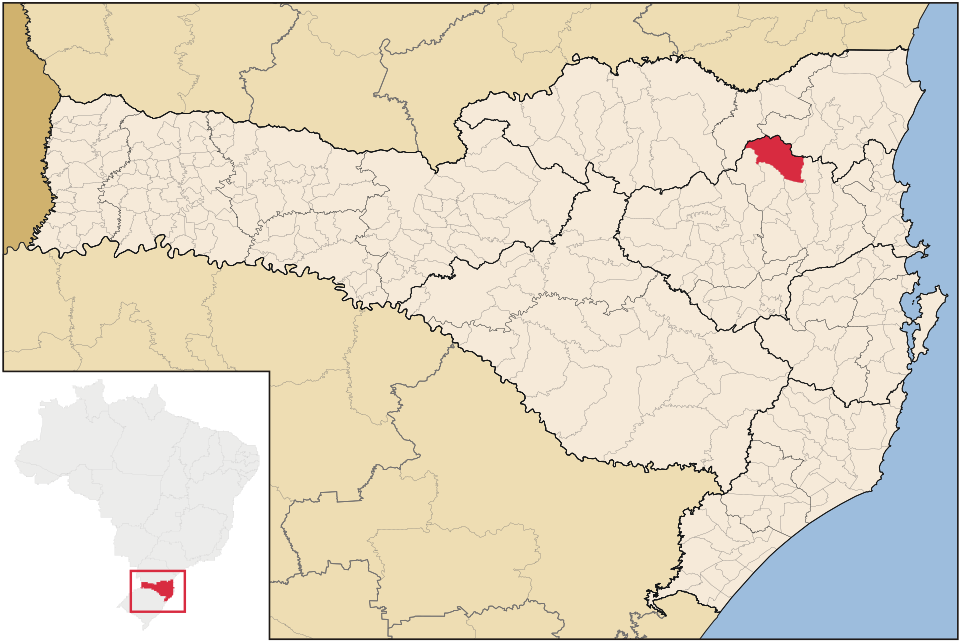 Mapa de localização de Rio dos Cedros em SC