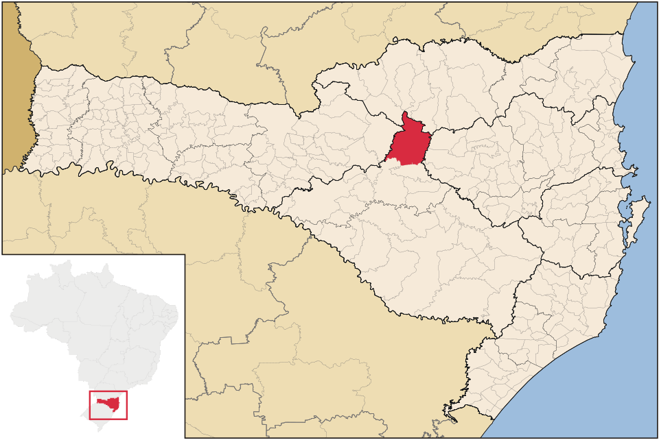 Mapa de localização de Santa Cecília em SC