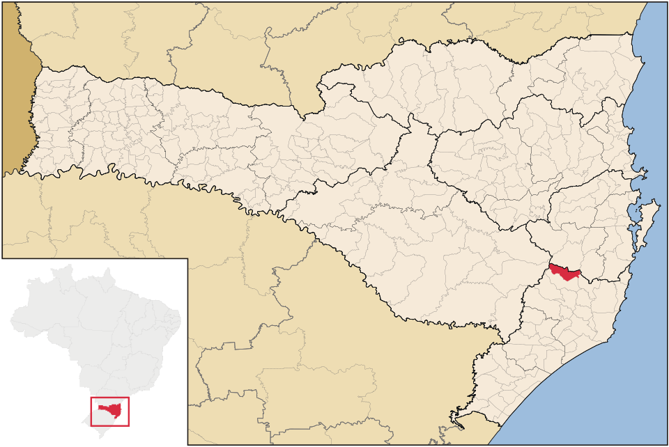 Mapa de localização de Santa Rosa de Lima em SC
