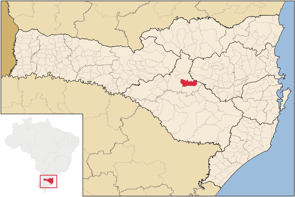 Mapa de localização de São Cristóvão do Sul em SC