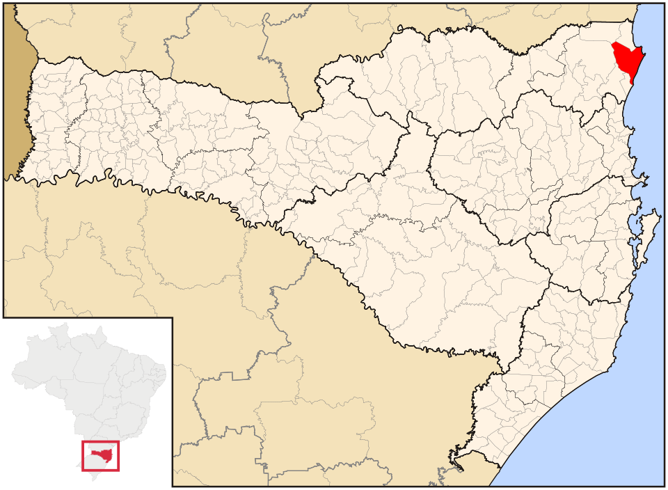 Mapa de localização de São Francisco do Sul em SC