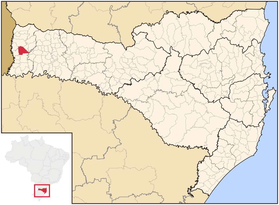 Mapa de localização de São Miguel do Oeste em SC