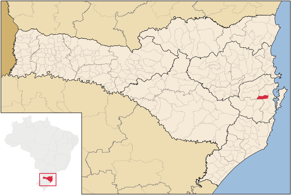 Mapa de localização de São Pedro de Alcântara em SC