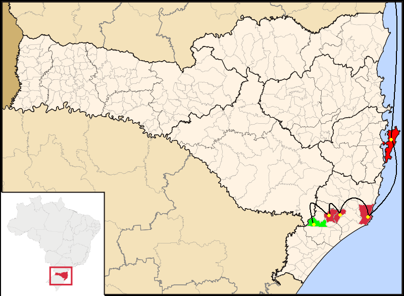 Mapa de localização de Siderópolis em SC