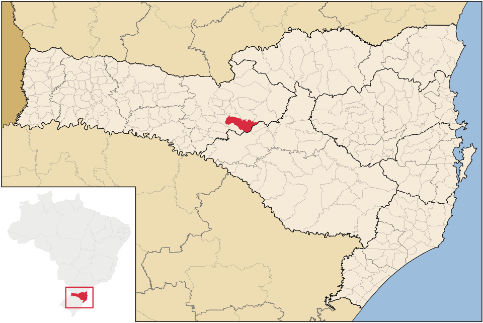 Mapa de localização de Tangará em SC