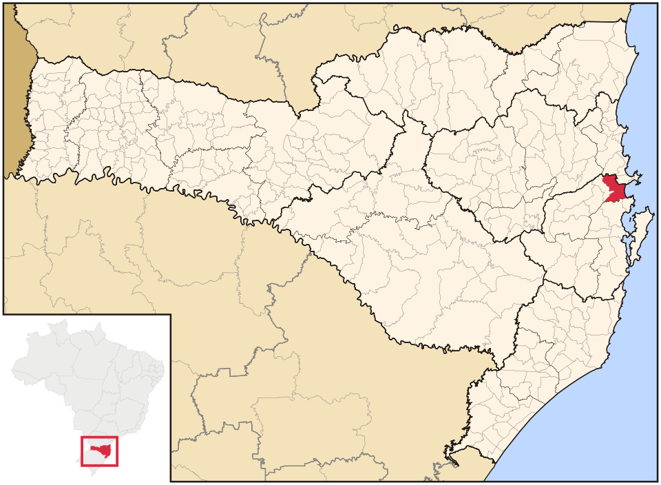 Mapa de localização de Tijucas em SC