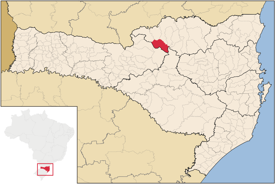 Mapa de localização de Timbó Grande em SC
