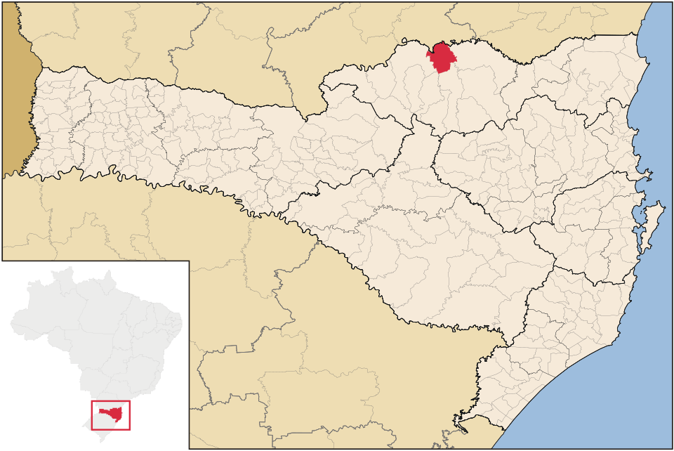 Mapa de localização de Três Barras em SC