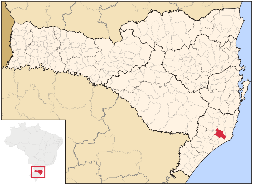 Mapa de localização de Tubarão em SC