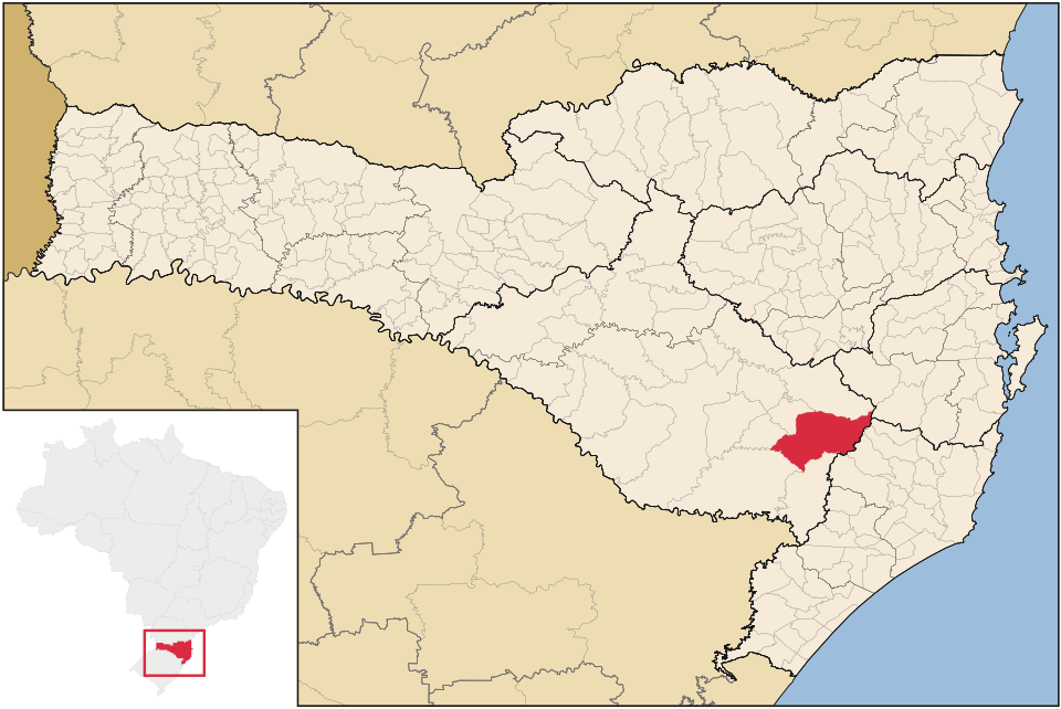 Mapa de localização de Urubici em SC