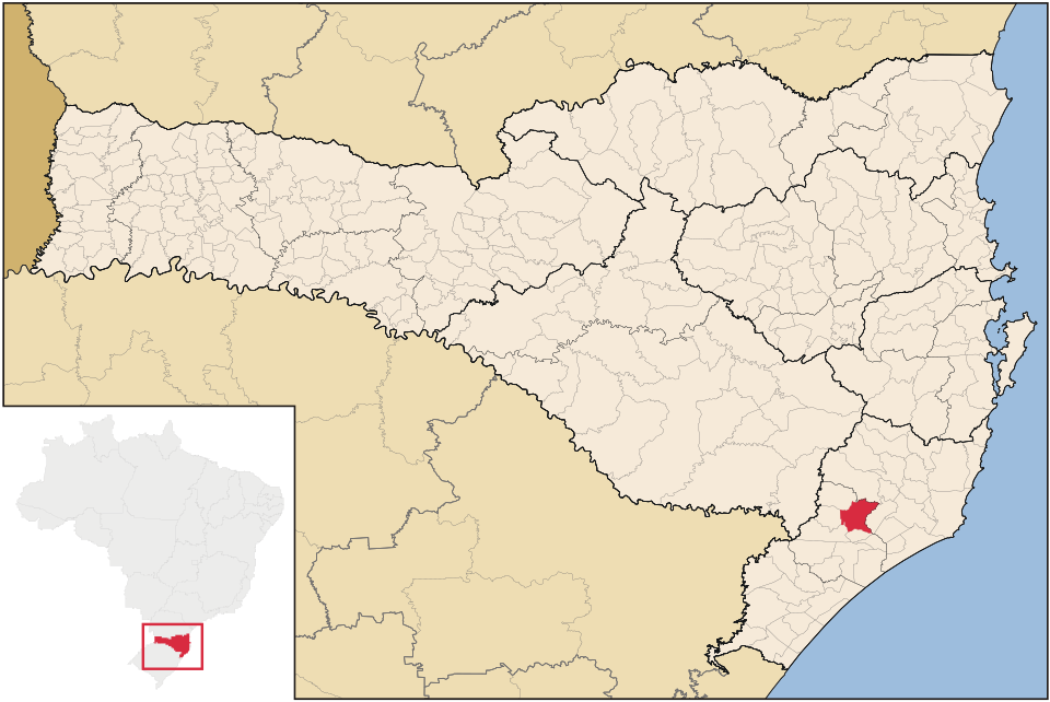 Mapa de localização de Urussanga em SC