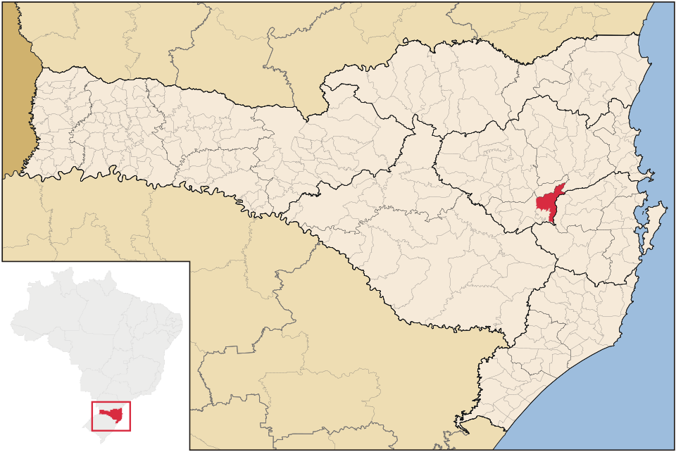 Mapa de localização de Vidal Ramos em SC
