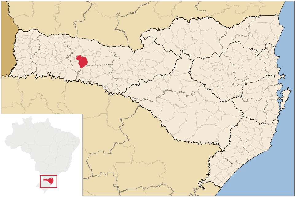 Mapa de localização de Xanxerê em SC