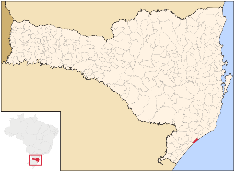 Mapa de localização de Balneário Rincão em SC