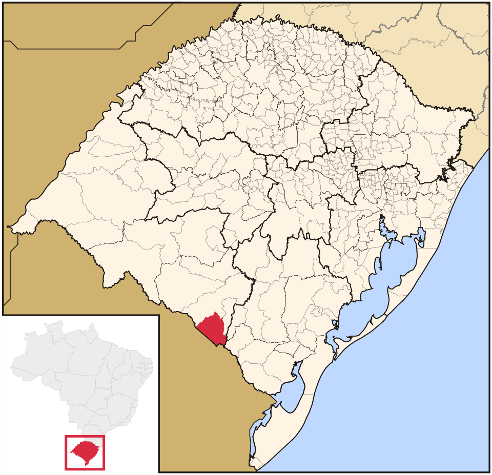 Mapa de localização de Aceguá em RS