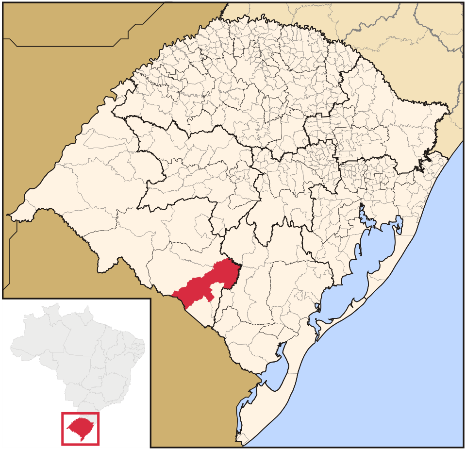 Mapa de localização de Bagé em RS