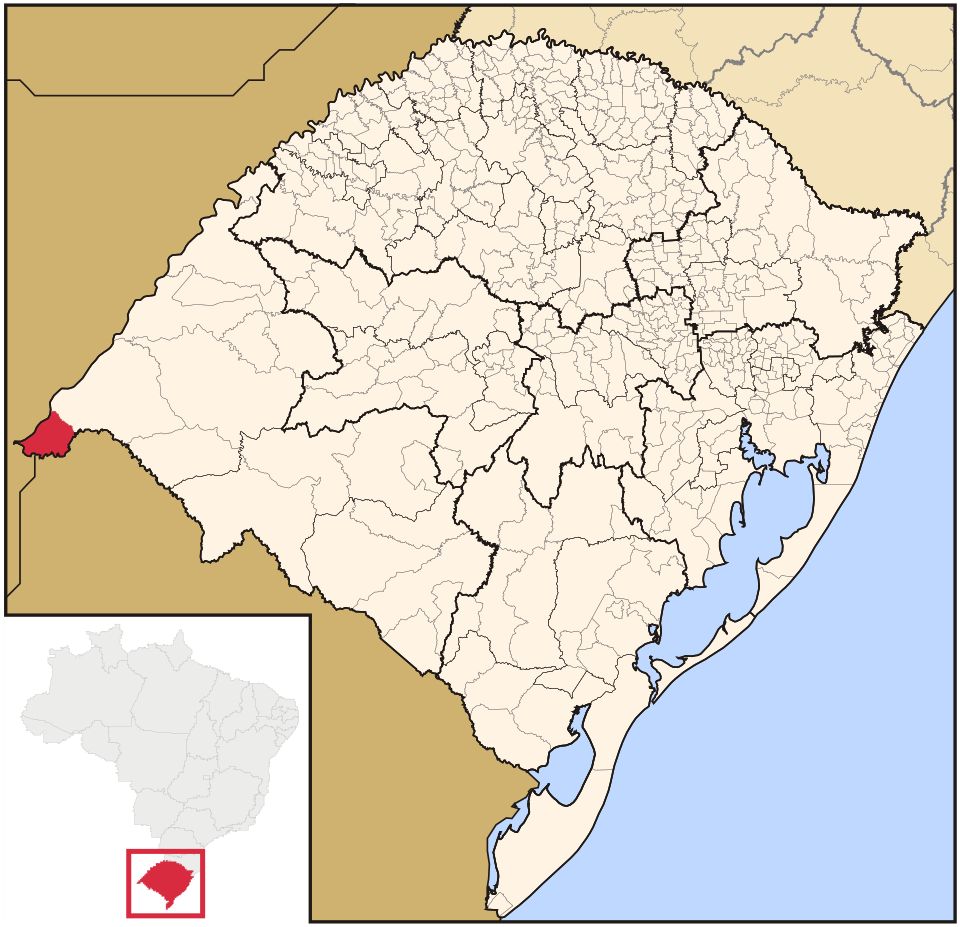 Mapa de localização de Barra do Quaraí em RS