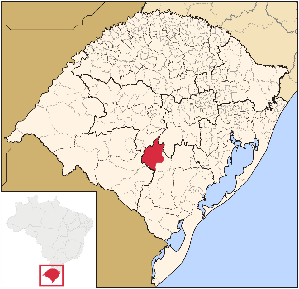 Mapa de localização de Caçapava do Sul em RS