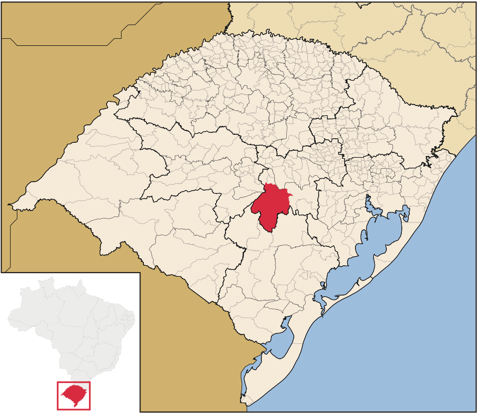 Mapa de localização de Cachoeira do Sul em RS