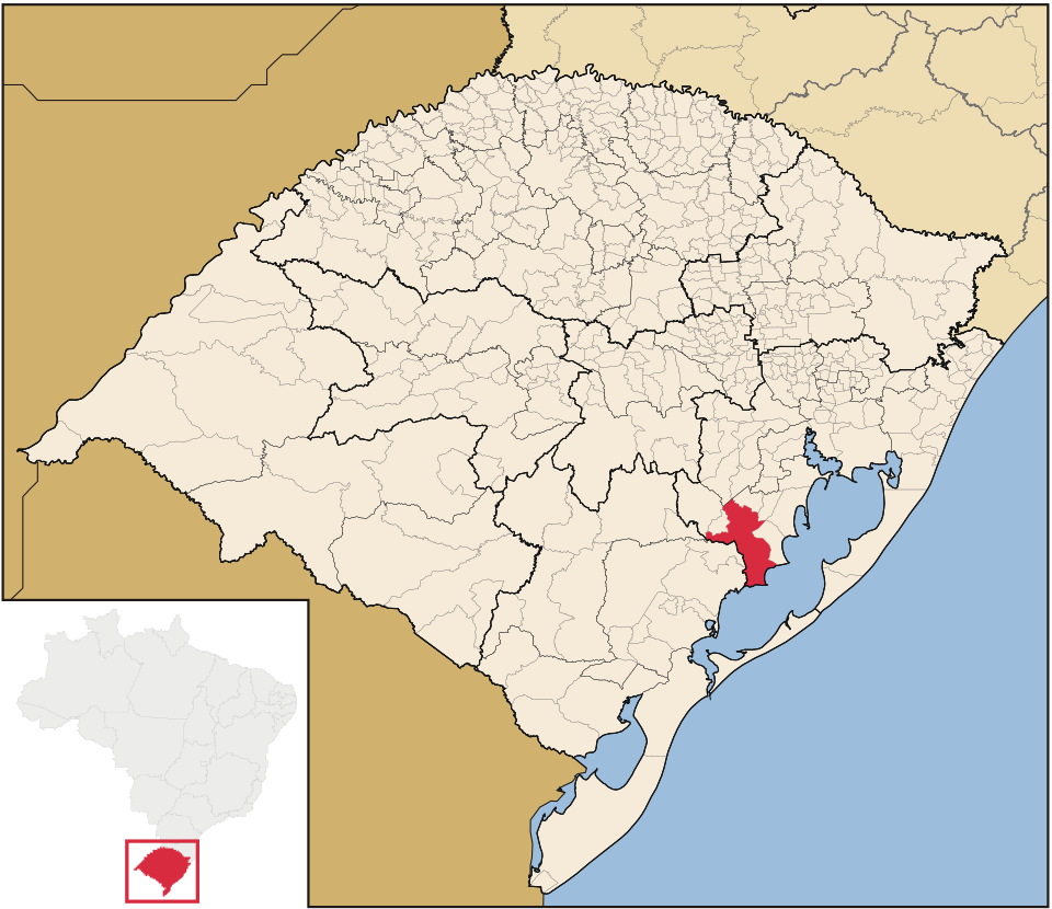 Mapa de localização de Camaquã em RS