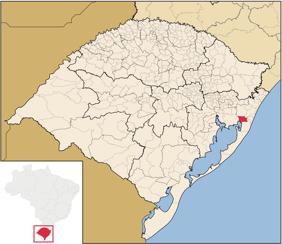 Mapa de localização de Capivari do Sul em RS
