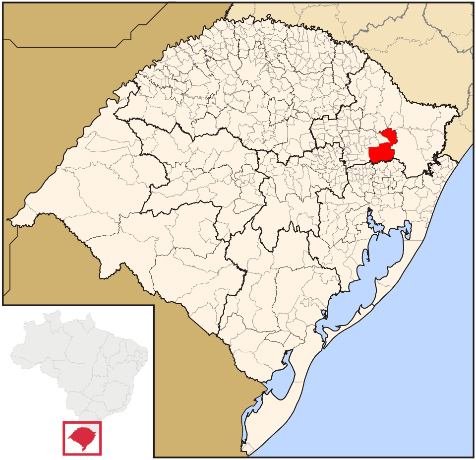 Mapa de localização de Caxias do Sul em RS