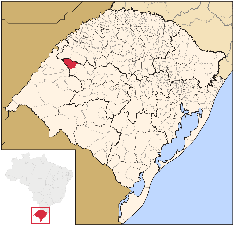 Mapa de localização de Itacurubi em RS