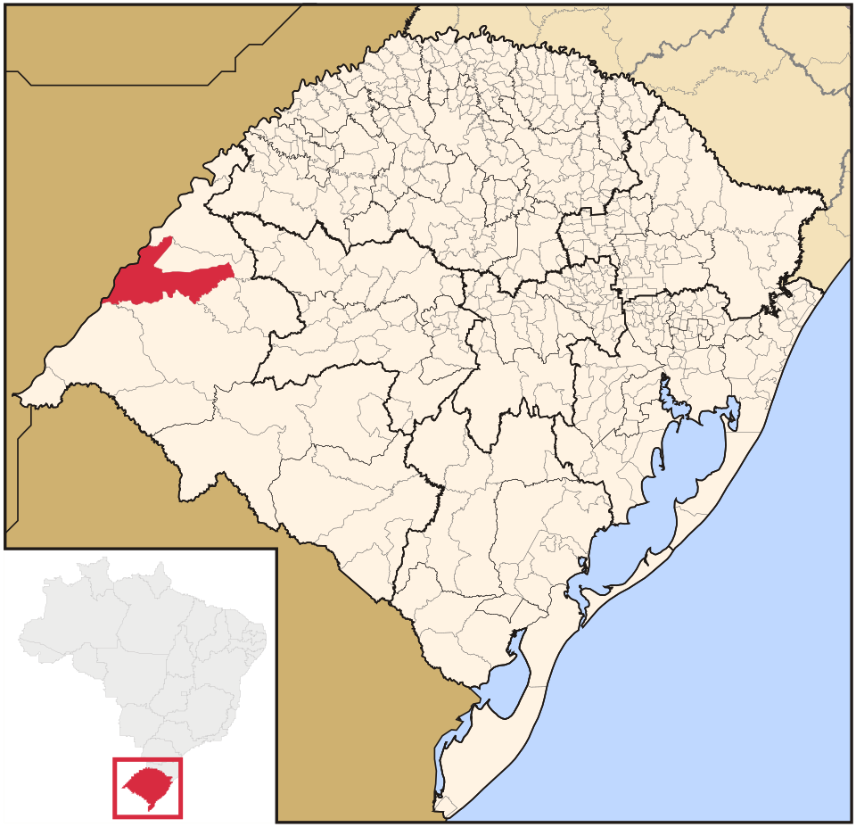 Mapa de localização de Itaqui em RS