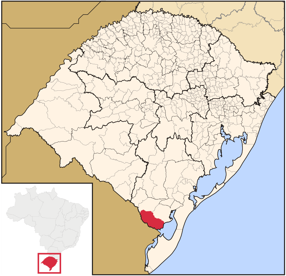 Mapa de localização de Jaguarão em RS