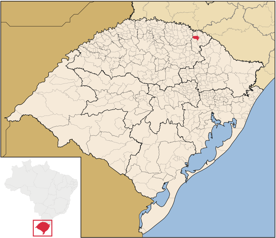Mapa de localização de Paim Filho em RS