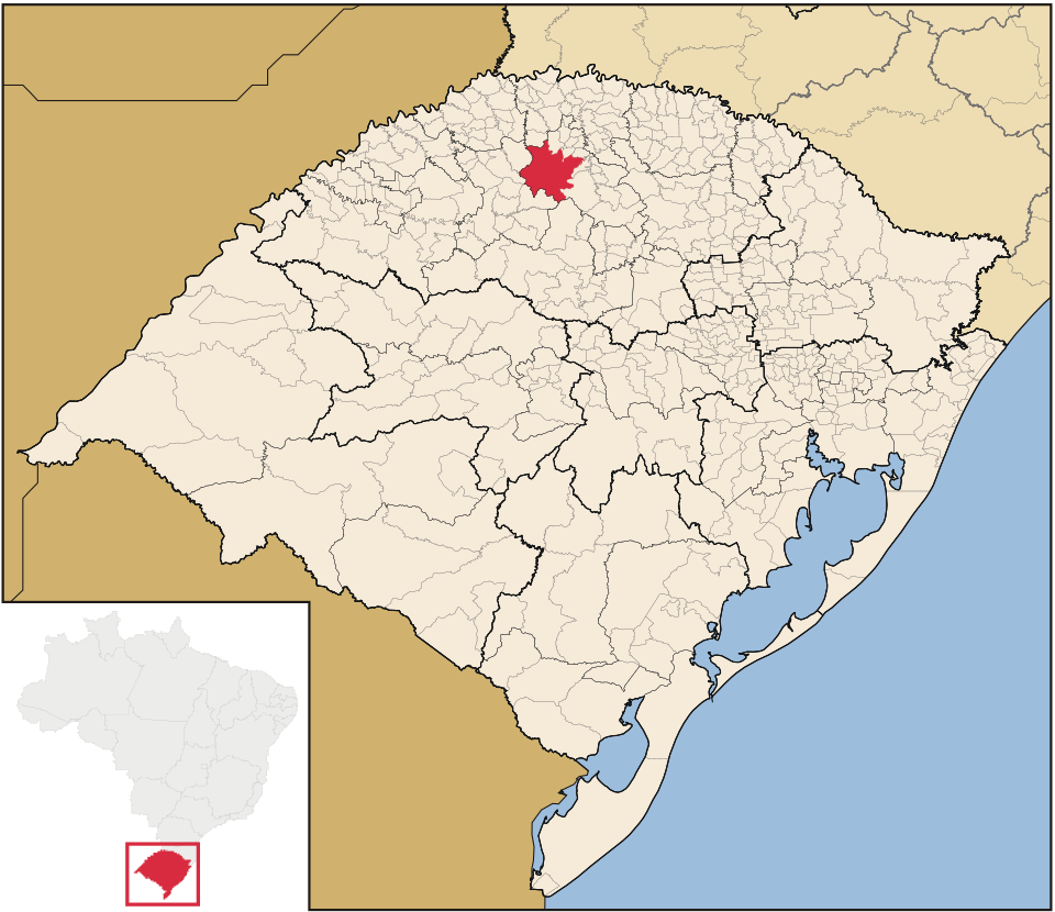 Mapa de localização de Palmeira das Missões em RS